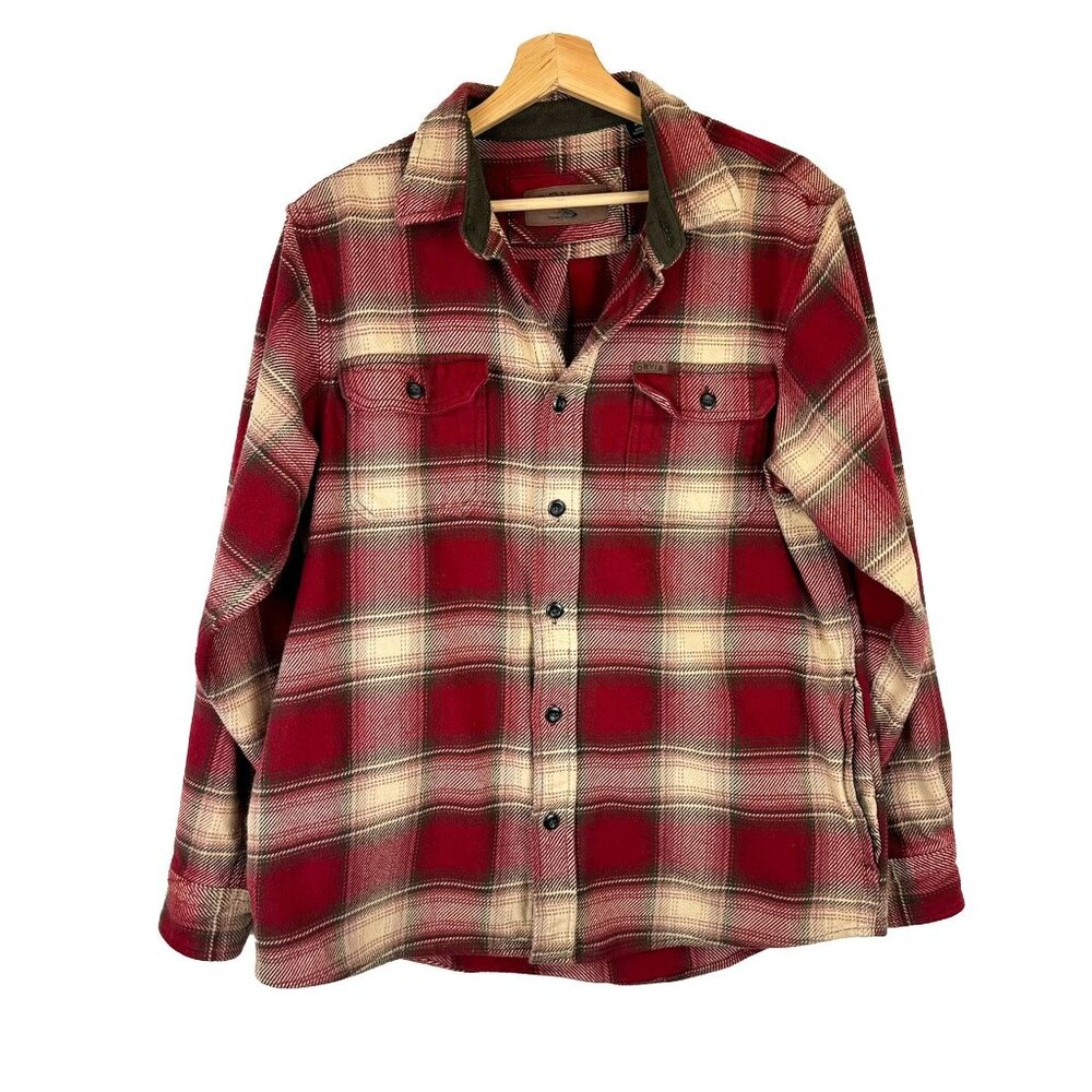 Orvis Red Plaid Heavyweight Flannel Button Down Shirt Jacket M